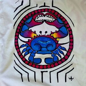 Colorful Crab Graphic Pillow Sham- hand painted in and brought back from Cuba